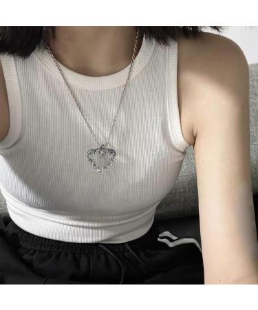 OralGos Thorn Heart Pendant Necklace - Vintage Punk Style Clavicle Chain Choker Jewelry for Street Style Enthusiasts - Buy Online on GoSupps.com