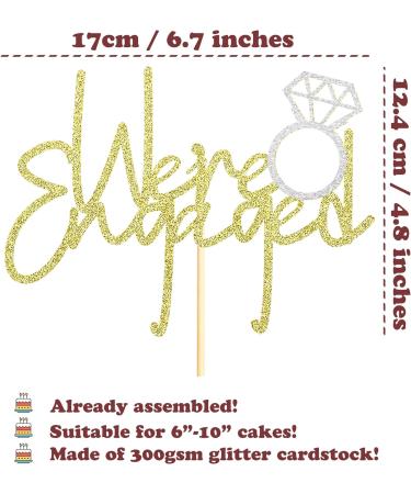 Sotpot Gold Engagement Cake Topper - Glitter Decoration for Bridal Shower, Bachelorette, Wedding Theme Party - Buy Online on GoSupps.com