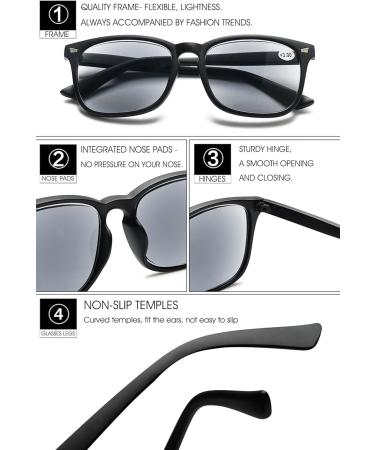 Vevesmundo Reading Glasses with Sun Protection - Stylish 3.0x Visual Aid Sunglasses for Men & Women - Matt Black Sunny Reading Glasses - Buy Online on GoSupps.com