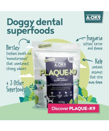 A-OK9 Plaque-K9 Dental Supplement for Dogs - Removes Plaque, Bad Breath & Tartar | Oral Hygiene Support with Natural Ingredients - Absolute Dogs - Buy Online on GoSupps.com