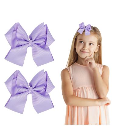 Ribbon Hair Bow Clips 6 Inch Purple Grosgrain Ribbon Hair Pins Bow Hair Barrettes Alligator Clips Fashionable Hair Accessories for Girls Women Toddlers Christmas Wedding Birthday A3HDJFJ (purple)