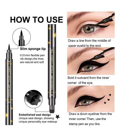 6-in-1 Waterproof Eyeliner Stamp Set | Long-Lasting Double Sided Eye Pencil with Heart, Moon, Star, Flowers Shapes | Super Slim Gel Tip with High Black Pigment | 6PCS - Buy Online on GoSupps.com