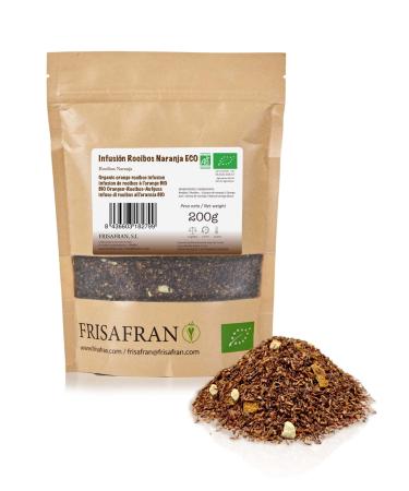 FRISAFRAN | Infusion Rooibos Orange Bio en vrac 200g | Exp rience sensorielle | Saveur unique | Th rooibos | Sans caf ine | Nutritif | Hydratant | Agriculture durable | d sintoxication | sans th ine Orange 200g