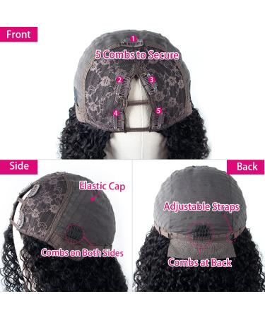 Ainmeys 16 Inch Brazilian Kinky Curly V Part Human Hair Wig for Black Women - Glueless 150% Density V Shape Lace Front Wig - Deep Curly Upgrade U Part Half Wig - Buy Online on GoSupps.com