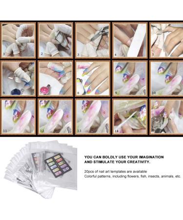 Nail Stencils 20pcs Colour PET Nail Art Printing Template Nail Art Sticker Manicure Decor for Household Nail Salon - Buy Online on GoSupps.com