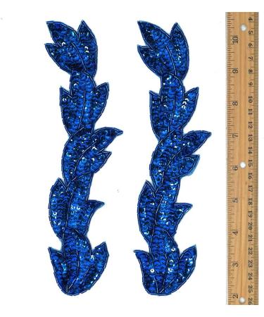 2-pcs Sapphire Sequin & Beaded Leaf Patch Applique Set - FF-FF511 - Buy Online on GoSupps.com