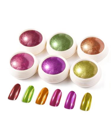 LEDSUUEI Upgrade Rose Gold Chrome Nail Powder Super Mirror Effect Metallic Nail Art Pigment Powder Set Shiny Nail Glitter Chrome Powder with Magic Mirror Effect for Nail Art Design Decoration B-Chrome