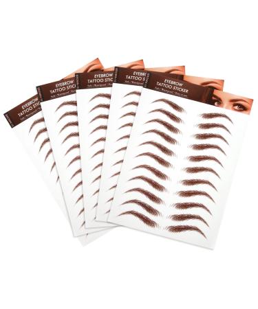 TEHAUX Autocollants pour Sourcils Waterproof Marron 5 Pi ces Taille Standard Transfert L'eau Maquillage Visage Kit de Mise Professionnelle