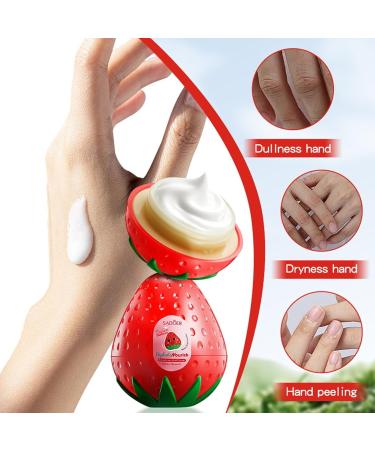 Strawberry Hand Cream for Dry and Chapped Hands Deeply Moisturizing Hand Lotion with Vitamin E Moisturizing Non-greasy Skin Care for Women or Men - Buy Online on GoSupps.com