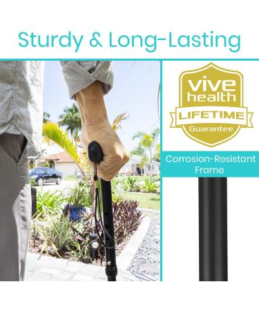 Folding Cane for Men and Women - Lightweight and Adjustable - Portable Hand Walking Stick - Balancing Mobility Aid - Sleek Black Design - Buy Online on GoSupps.com