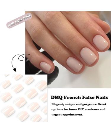 Nude White Short False Nails - 24Pcs Square Press on Nails with Glue | Full Cover Stick on Nails for Women & Girls - Buy Online on GoSupps.com