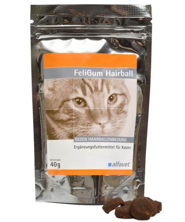 Alfavet FeliGum Hairball Chew Drops to prevent hairball formation supplementary feed for cats chicken flavour 40g bag - Buy Online on GoSupps.com
