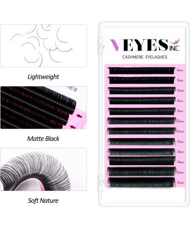 VEYES Cashmere Individual Lash Extensions 0.03-0.20 B/C/CC/D/J/M Curl 8-20mm Mixed & Single Length Volume Eyelashes Tray Matte Black Professional Supplies for Lash Techs(0.05 D 8-16mm) D-0.05 8-16mm - Buy Online on GoSupps.com