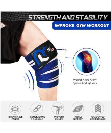 XR Knee Wraps 78 Elasticated Straps for Weightlifting | IPL & USP Approved, No-Slip Design for Squats, Powerlifting | Blue-White (Pair) - Buy Online on GoSupps.com