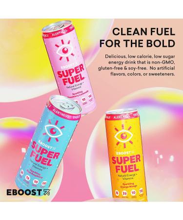 EBOOST Super Fuel Natural Energy Drink - Orange Mango 12 Pack - 11.5 Fl Oz - With Natural Caffeine and Electrolytes - Buy Online on GoSupps.com