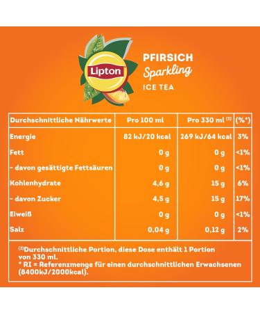 Buy Lipton Ice Tea Sparkling Peach - 24 Pack (330ml) | Refreshing Iced Tea with Peach Flavor | International Shipping Available - Buy Online on GoSupps.com