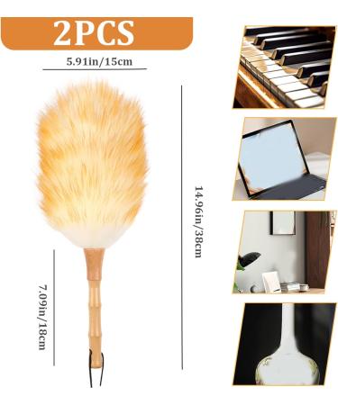 2Pcs Lambswool Duster 15'' Hand Duster Anti-Static Cleaning Duster with Wooden Handle Comfortable Grips Dusting Tools for Ceiling Fans Window Blinds Duster Wool Duster Hand Duster Dusters for Cleanin - Buy Online on GoSupps.com
