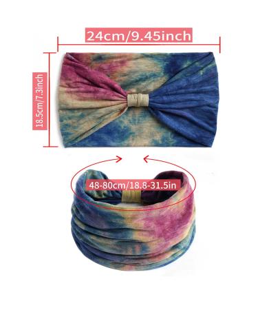 CAKURE Boho Tie-Dyed Wide Headbands Pack of 4 - Non-Slip Turban Sweatbands for Women and Girls - Buy Online on GoSupps.com