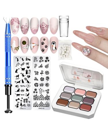 Palette de Gel Solide Vernis Ongles - Set Gel Peinture D grad Manucure D grad Artistique avec ponges et Pince M tallique pour Femmes et Filles Adultes Domicile