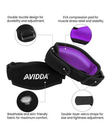 AVIDDA Tennis Elbow Support Strap 2 Packs Adjustable Elbow Brace with Compression Pad for Tennis Elbow Golfers Elbow Pain Relief Men Women Purple 2 Pack Purple - Buy Online on GoSupps.com