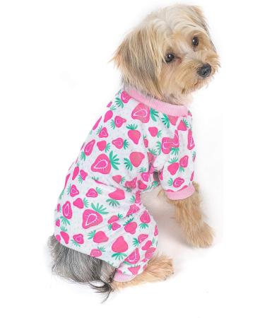 CuteBone Dog Pajamas Small Pet Jumpsuit Chihuahua Clothes 2 Pack Small Fleece Fabric Pineapple & Strawberry Design - Buy Online on GoSupps.com