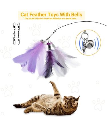 Jetczo Cat Wand Toy - Feather Replacements with Bells for Interactive Exercise - 6 Piece Set - Buy Online on GoSupps.com