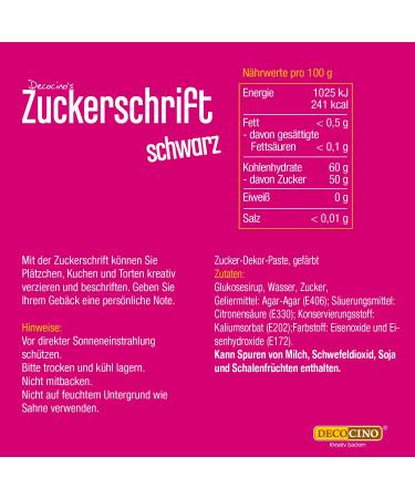 Decocino Black Sugar Script Food Color Tube - Perfect for Labeling Fondant Glazes & Cake Decorations - International Shipping Available - Buy Online on GoSupps.com