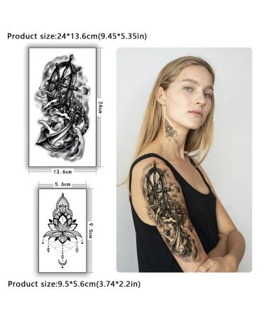 Realistic Waterproof Temporary Tattoo Stickers - Large Tiger, Lion, Skull & Skeleton Designs - 70 Sheets Half Arm Sleeve for Men & Women - Long Lasting 3D Fake Tattoos for Adults & Teens - Buy Online on GoSupps.com