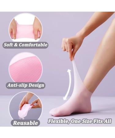 Silicone Moisturizing Socks Anti Slip Soft Gel Silicone Socks Spa Pedicure Foot Care Socks for Repairing Dry Feet Cracked Heel and Softening Rough Skin (1Pair-Pink) - Buy Online on GoSupps.com