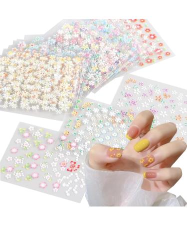 Fychuo Nail Stickers for Nail Art Self Adhesive Nail Charms 30Pcs Colorful Flower Stickers Gel Nail Decals DIY Nail Tips Girls Stick On Nails for Women Butterfly Decoration Nail Supplies Flowers