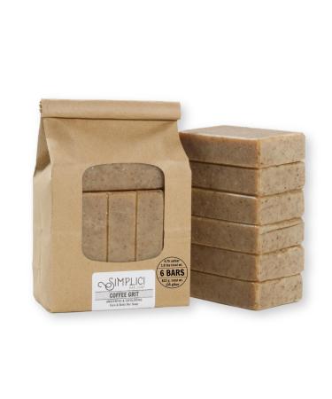 Coffee Grit Natural Soap (exfoliating + for sensitive skin) 6 Bar Value Bag. Palm Free.