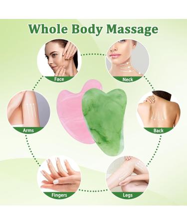 2pcs Gua Sha Stone Set for Face Massage | Premium Gray Velvet Pouch | Enhance Your Beauty Routine - Buy Online on GoSupps.com