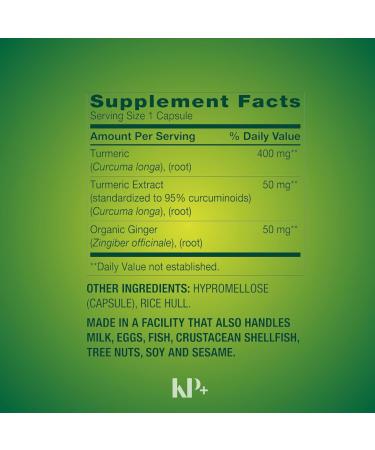KP+ Turmeric Curcumin with Ginger Powder 500 mg | 250 Veg Capsules | Pack of 1 - Buy Online on GoSupps.com