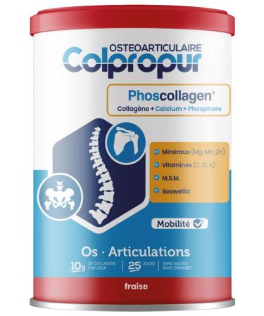 Hydrolyzed Collagen Powder | Joints, Bones | Calcium & Phosphorus + Vitamins, Minerals | 25 Days | Strawberry Flavor | COLPROPUR