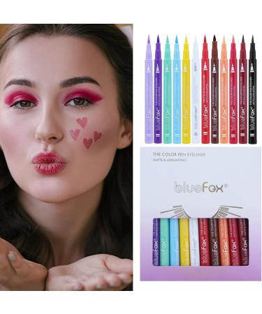 Colored Liquid Eyeliner Set - Rainbow Liquid Eyeliner Matte - Smudge Proof Waterproof Neon Eyeliner Pencil Set 12 Colors Pigmented Eye Liner for Face and Body Paint Pochy - Buy Online on GoSupps.com