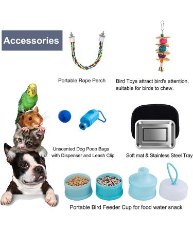 Portable Bird Carrier Travel Cage - Lightweight Breathable Bag with Feeder Cups and Toys for Parrots, Guinea Pigs, Rats - Black - Buy Online on GoSupps.com