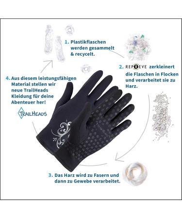 TrailHeads Power Stretch Women's Running Gloves - Black | Ultimate Comfort & Grip for International Shipping - Buy Online on GoSupps.com