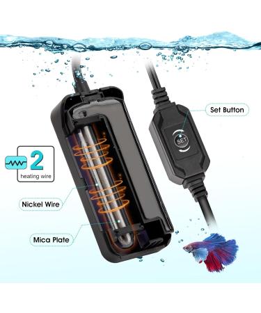 Hygger Mini Aquarium Heater 50W | Small Diving Heater with Thermostat for 19-38L Fresh & Saltwater Tanks - Buy Online on GoSupps.com