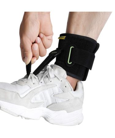 Tenbon Ankle Support Drop Foot Brace Orthosis - Comfort Cushioned Adjustable Wrap Compression For Improved Walking Gait  Prevents Cramps Ankle Sprains (Black)