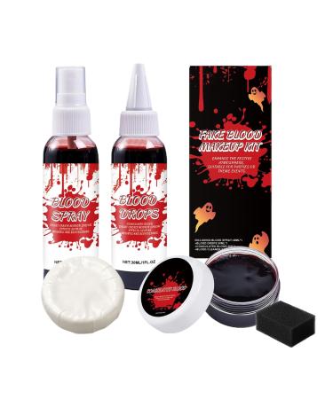 Sghtil Fake blood kit for Halloween coagulated gel blood kit with cleaning soap Washable props for theme parties role-playing and stage performances