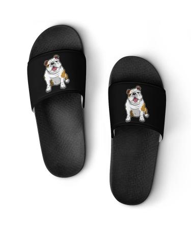 WEEDKEYCAT English Bulldog Cute Home Slippers Non-Slip Shower Sandals Quick Drying Beach Bathroom Shoes 39(245mm)
