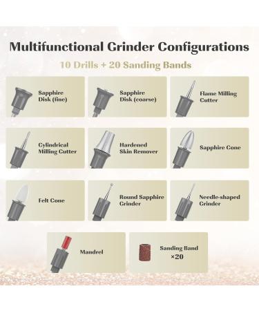 Beautural Electric Manicure Pedicure Set | Professional Nail Miller with 10 Attachments & LED Light - Gray | Ultimate Nail Care for Hands & Feet - Buy Online on GoSupps.com