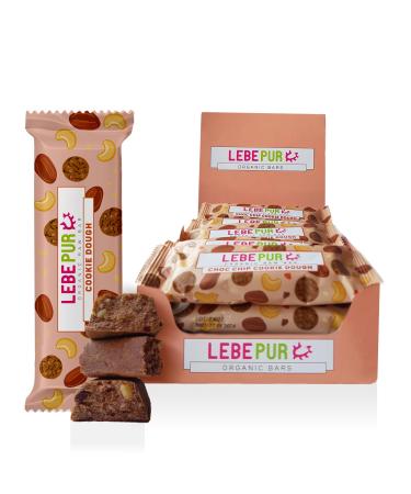 Leepur organic energy bar Choc Chip Cookie Dough 15x50g |Veganer base base |Cashewm chocolate drops cocoa |sweetened with coconut blossom sugar |Gluten -free |Lactose -free |Power bar |Bigbox Choc Chip Cookie Dough 15 pieces (1 Pack)