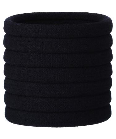20 Pieces Large Stretch Hair Ties Hair Bands Ponytail Holders Headband for Thick Heavy and Curly Hair (Black, 5 cm in Diameter, 1 cm in Width)