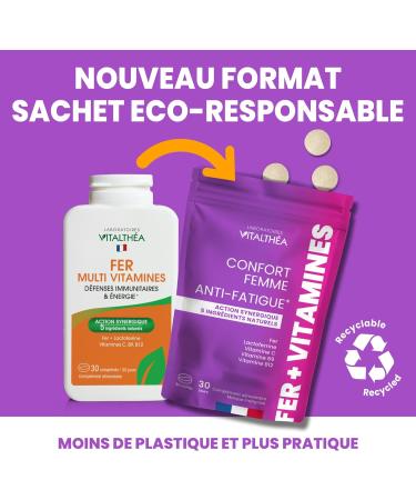 PREMIUM IRON I ANTI-FATIGUE Food Supplement I Bisglycinate 3x more assimilable I Best combination Mineral Vitamins: Iron Vitamins C 80 MG + B12 B9 100% AR + Lactoferrin | France - Buy Online on GoSupps.com