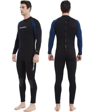Lemorecn Men's Wetsuit Neoprene Full Body Diving Suit 3/2mm and 5/4mm - Black+Blue, Large | 16 Sizes Available - Buy Online on GoSupps.com