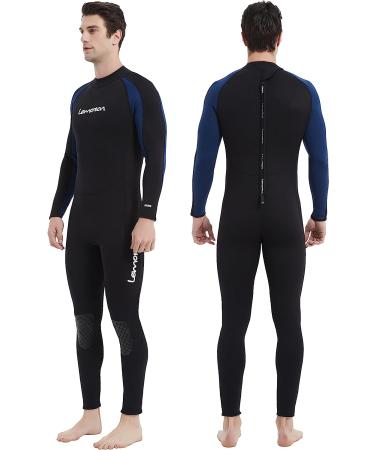 Men's Lemorecn Neoprene Wetsuit 3/2mm & 5/4mm Full Body Diving Suit | Black+Blue XXL - Buy Online on GoSupps.com