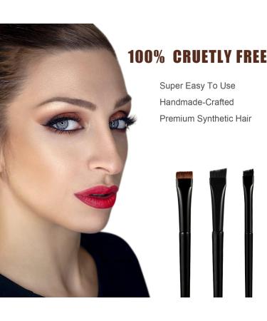 3pcs Eyebrow Eyeliner Brush Set - Flat Thin & Beveled Precision Design for Eye Makeup - Buy Online on GoSupps.com