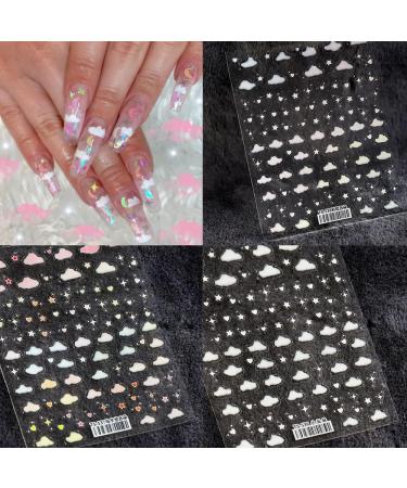 Nails Beauty Self-adhesive Back Glue Nail Supplies Nails Sticker for Summer Nail Art Decorations Nail Art Sticker Star Cloud Nail Sticker(White Clouds) - Buy Online on GoSupps.com
