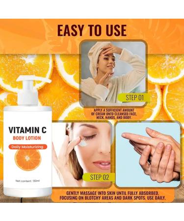 Moisturiser for Dry Skin - Vitamin C Body Lotion - Body Moisturiser for Whole Body Back Leg Hand - Body Cream for Women&Men - Body Moisturiser for Dry Skin - Face Moisturiser 150ml - Buy Online on GoSupps.com